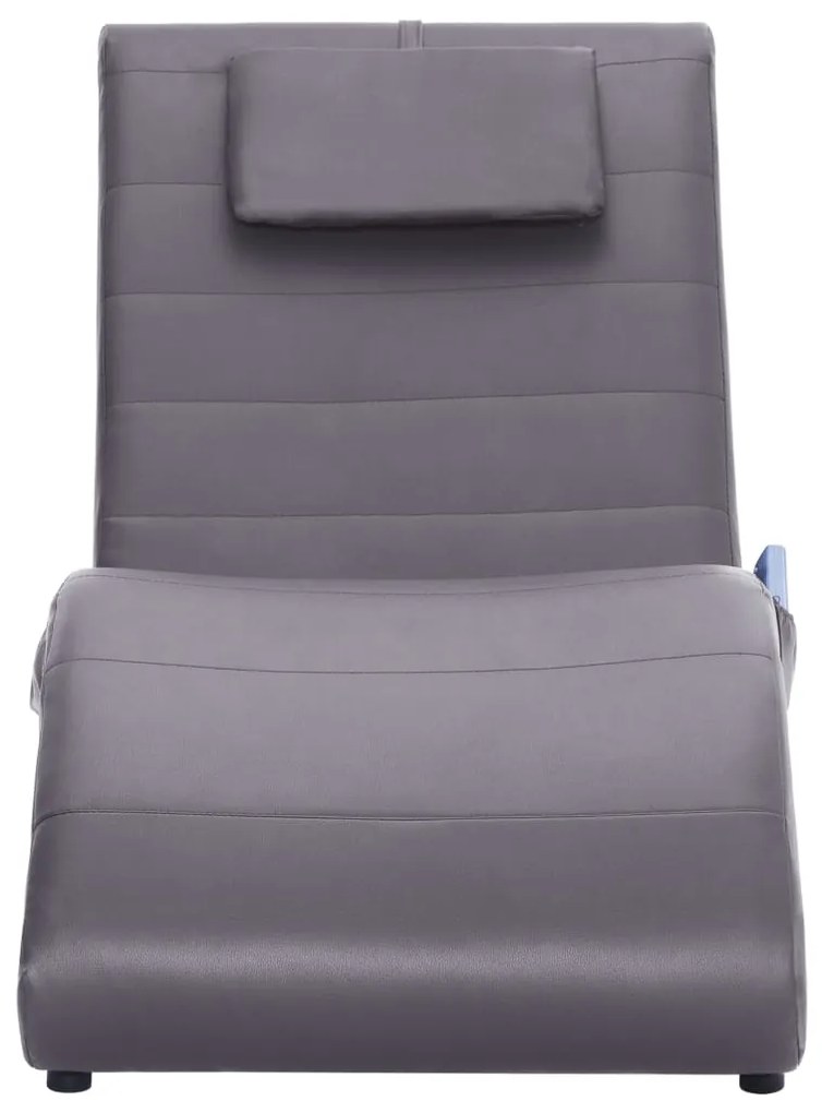 Chaise longue de massagem c/ almofada couro artificial cinzento