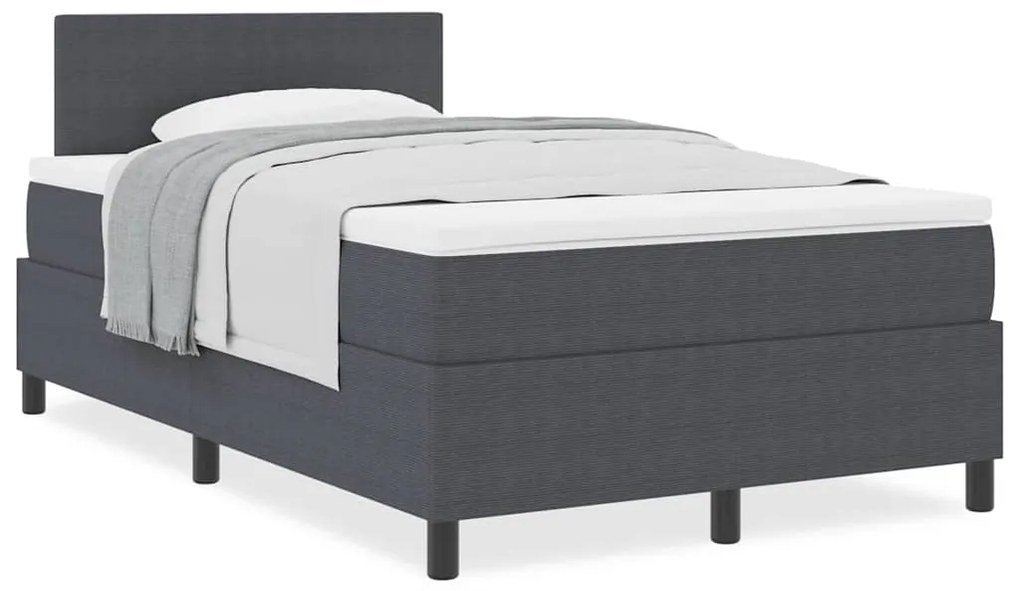 Cama Box Spring com Colchão Cinza Escuro 120x200 cm Tecido de Corduroy