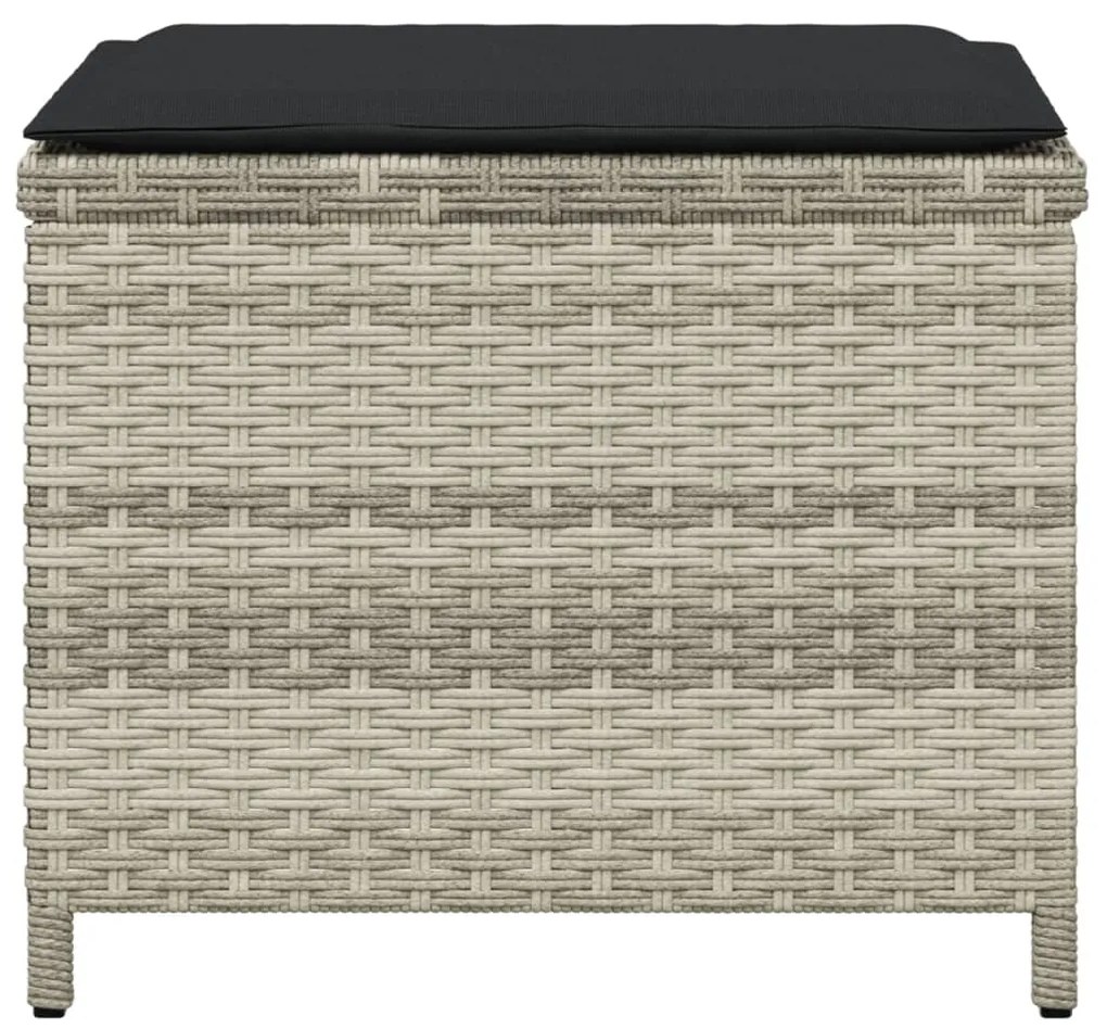 Bancos jardim c/ almofadões 4pcs 41x41x36cm vime PE cinza-claro
