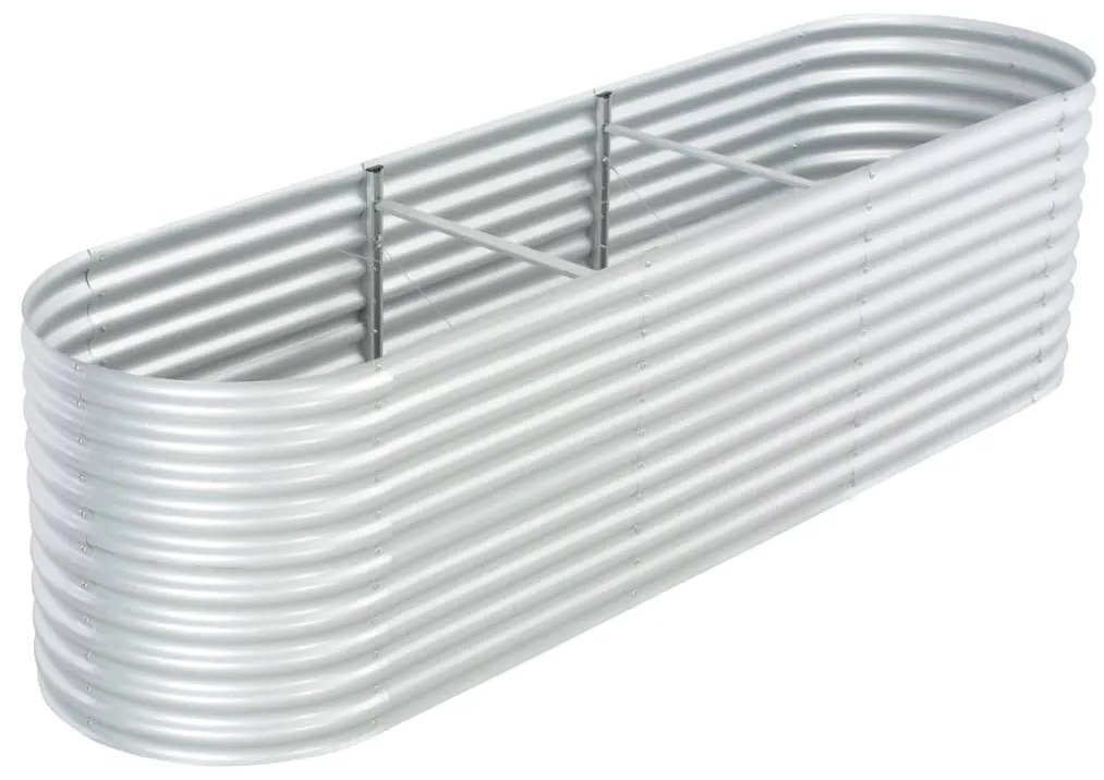 45512 vidaXL Canteiro elevado de jardim aço galvanizado 320x80x81cm prateado