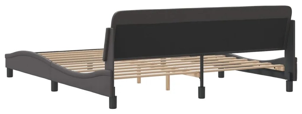 Estrutura cama c/ cabeceira 180x200cm couro artificial cinzento