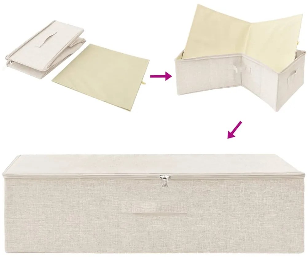Caixas de arrumação 2 pcs tecido 70x40x18 cm cor creme