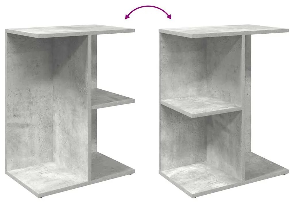 Mesa cabeceira 46,5x29x61 cm derivados madeira cinzento-cimento