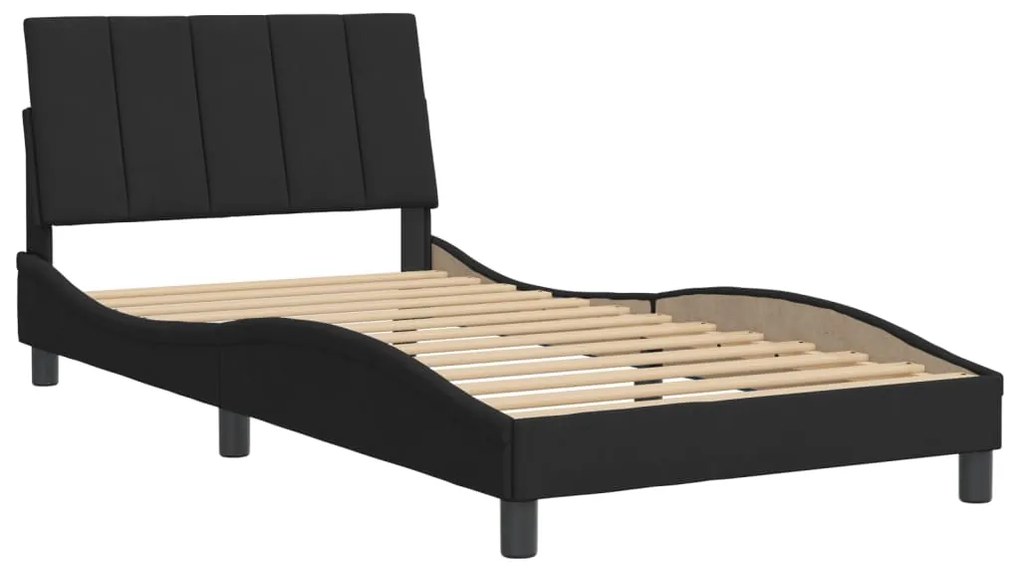 Estrutura de cama sem colchão 100x200 cm veludo preto