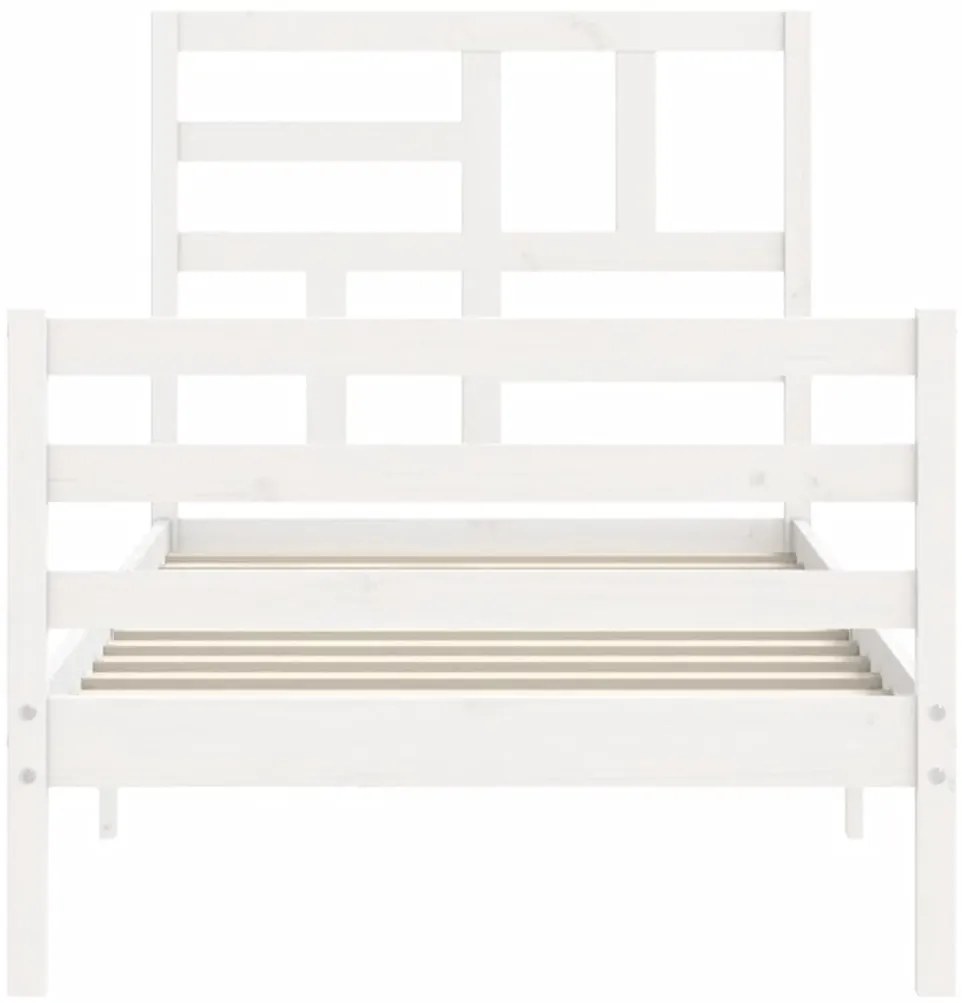 Estrutura cama de solteiro c/ cabeceira madeira maciça branco