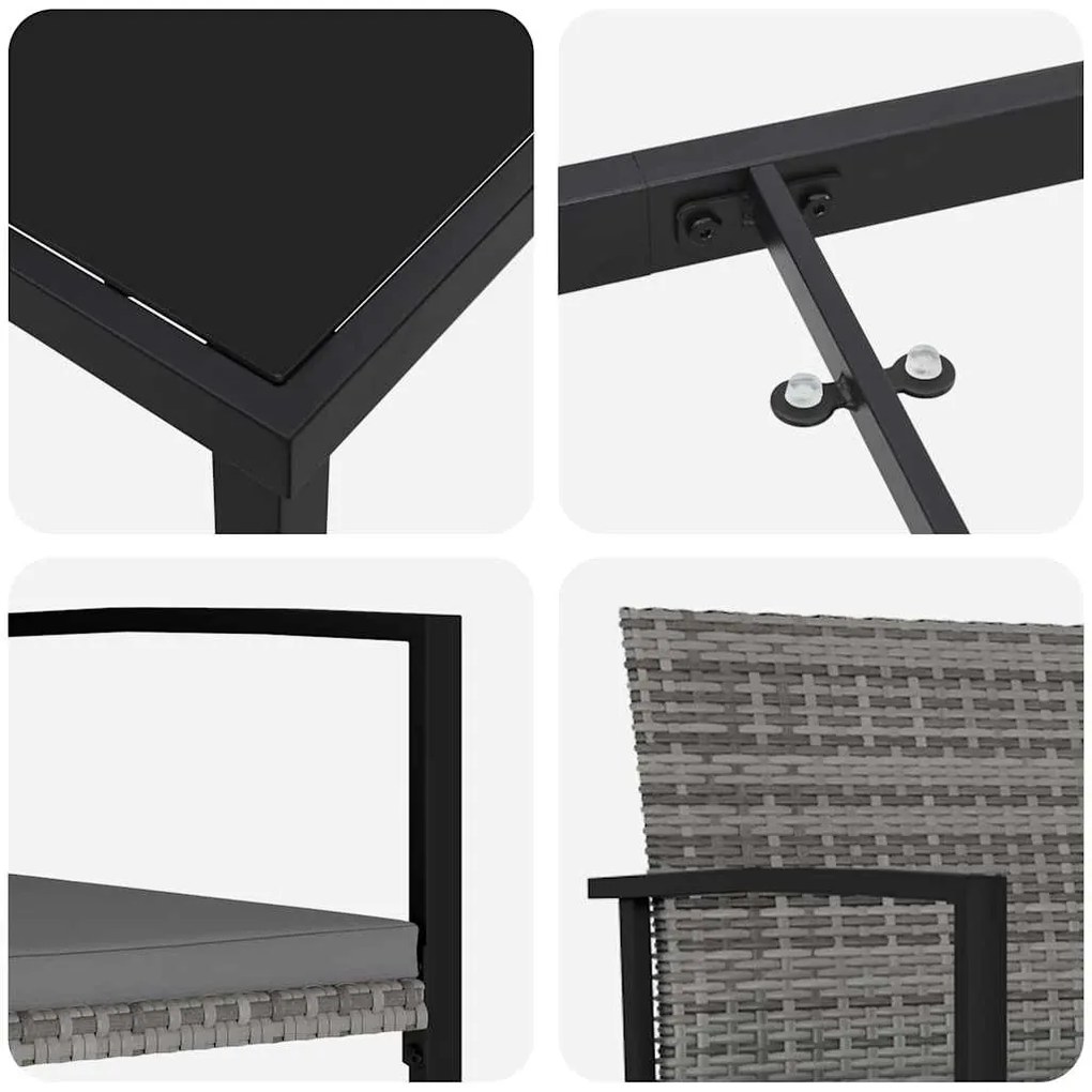 Conjunto de Jantar de Jardim 5 Peças Cinza Rattan PE
