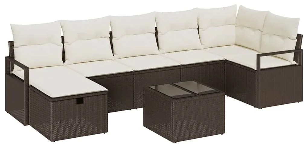 Conjunto de Sofá de Jardim de 8 Peças com Almofadas Rattan Poly Castan