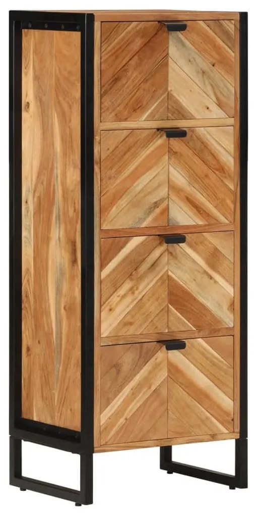 Armário de casa de banho 40x30x100 cm acácia maciça e ferro