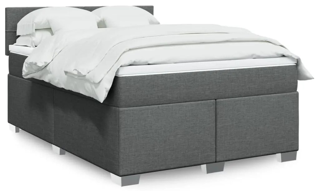 vidaXL Cama com molas/colchão 140x190 cm tecido cinzento-escuro