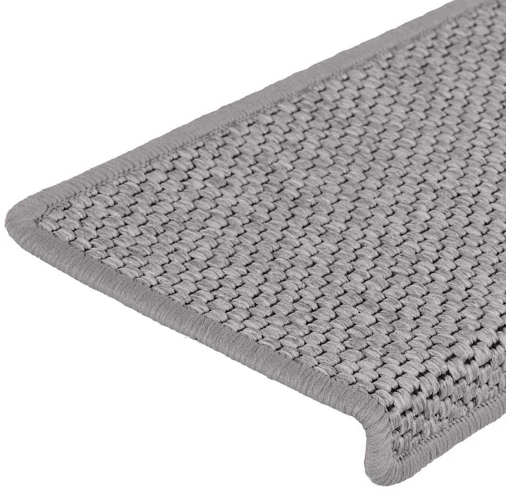 Tapetes escada adesivos aspeto sisal 30pcs 65x21x4 cm prateado