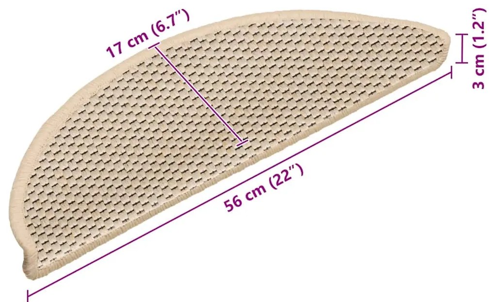 Tapetes escada adesivos aspeto sisal 15 pcs 56x17x3 cm berbere