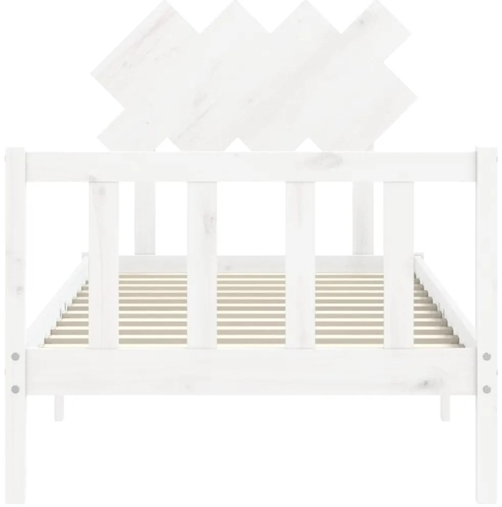 Cama sem colchão 90x200 cm madeira de pinho maciça branco