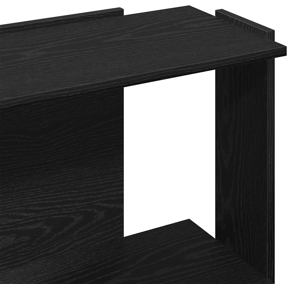 Estante de 3 níveis 60x30x80 cm madeira trabalhada preto