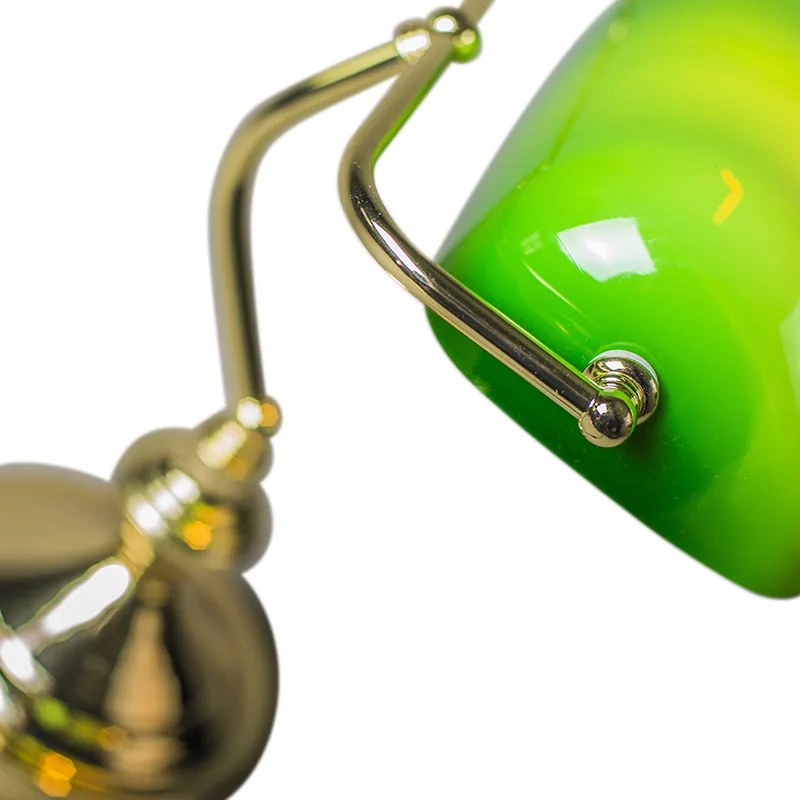 LED Candeeiro de mesa inteligente em latão com vidro verde incl. Wi-Fi P45 - Banker Art Deco,Clássico / Antigo,Retro