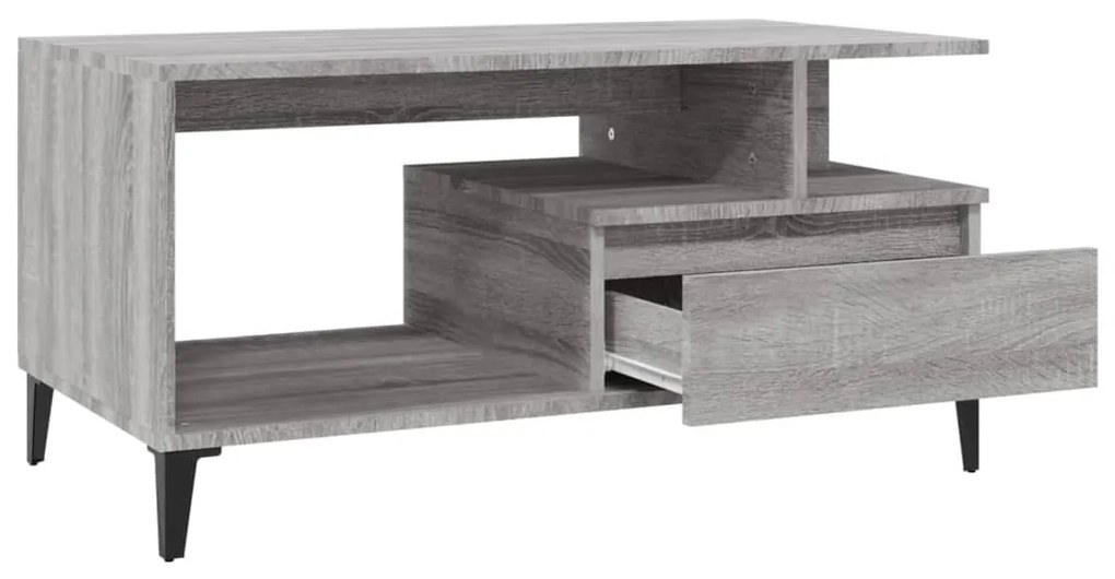 Mesa de centro 90x49x45 cm derivados de madeira cinzento sonoma
