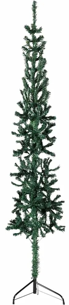 Meia árvore de Natal fina com suporte 150 cm verde