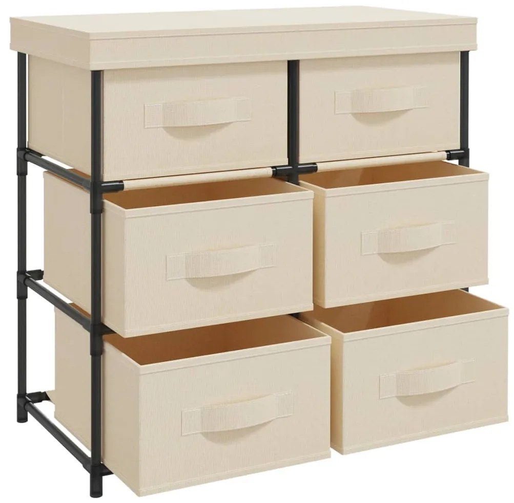 Armário de arrumação com 6 gavetas 55x29x55 cm aço cor creme