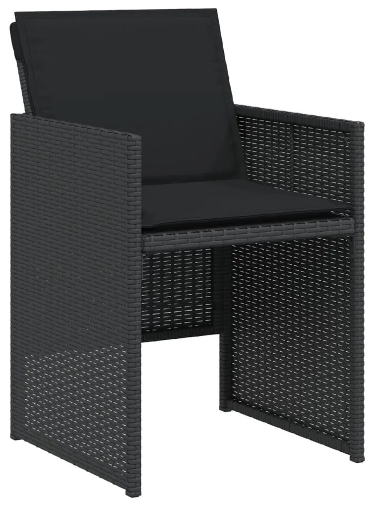 3 pcs conjunto de bistrô com almofadões vime PE preto