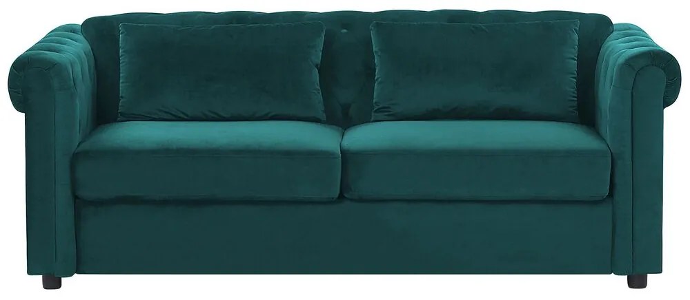 Sofá-cama de 3 lugares em veludo verde escuro CHESTERFIELD Beliani
