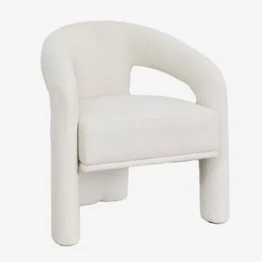 Pack De 4 Cadeiras De Jantar Estofadas Com Braços Greca Bouclé Branco - Sklum