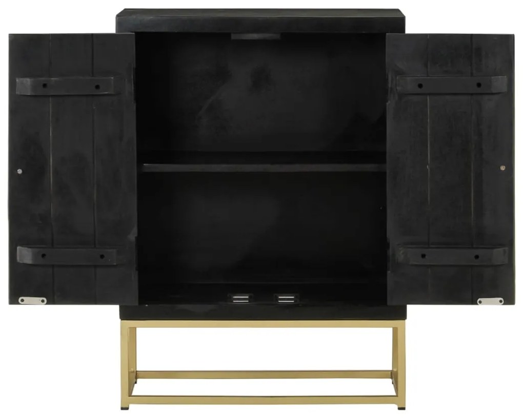 Aparador com 2 portas 55x30x75cm mangueira maciça preto/dourado