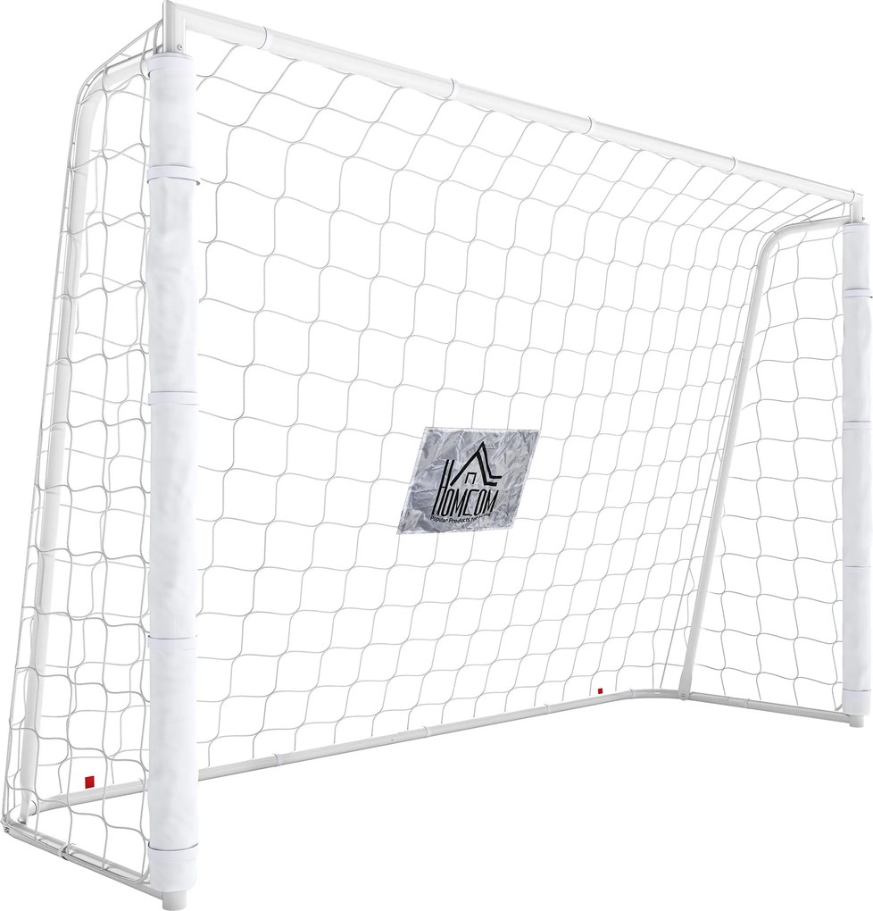 HOMCOM Baliza de Futebol com Suporte de Metal e Rede para Treino e Diversão de Futebol no Jardim Ar Livre 186x62x123 cm Branco | Aosom Portugal