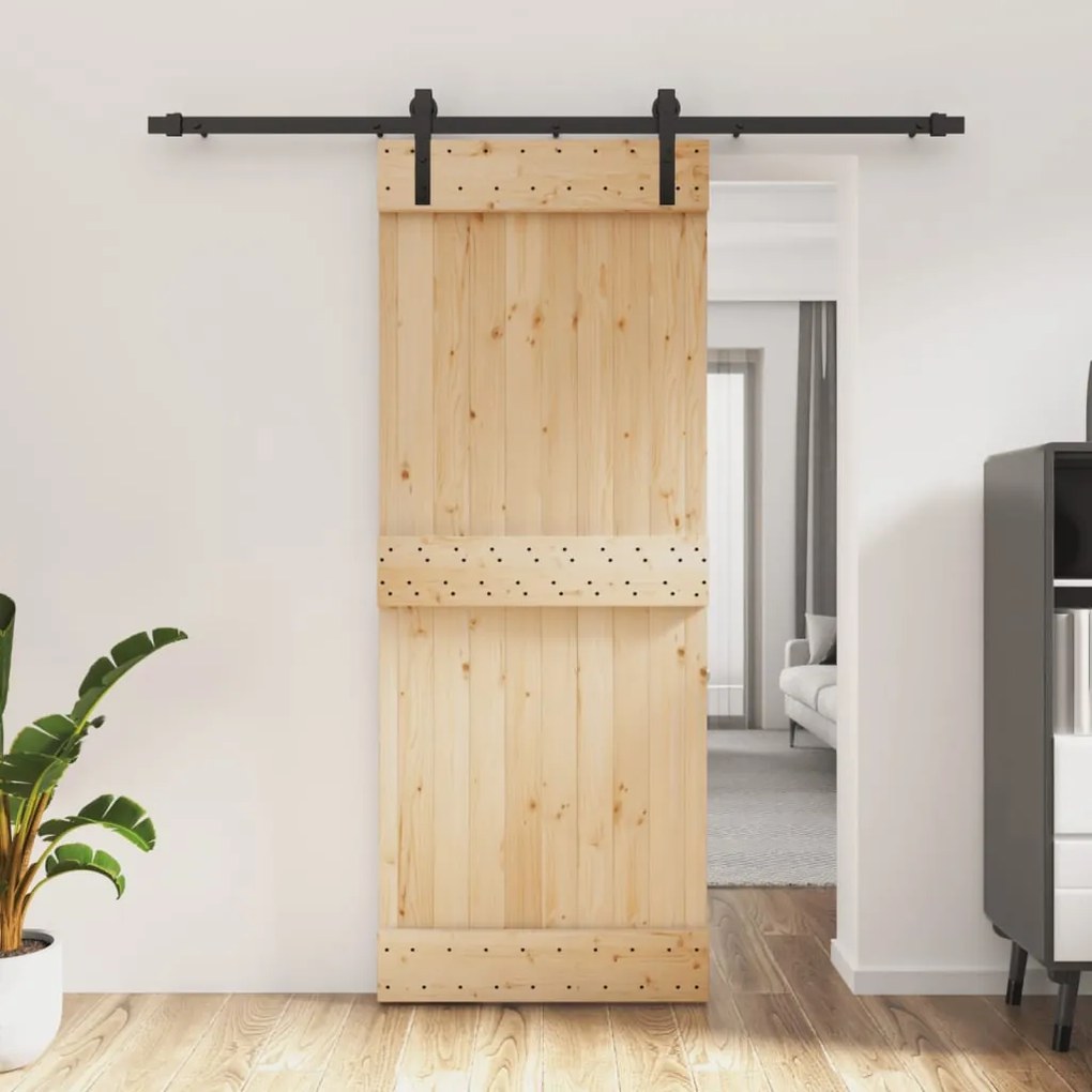 VidaXL Porta de correr com ferragens 80x210 cm madeira de pinho maciça