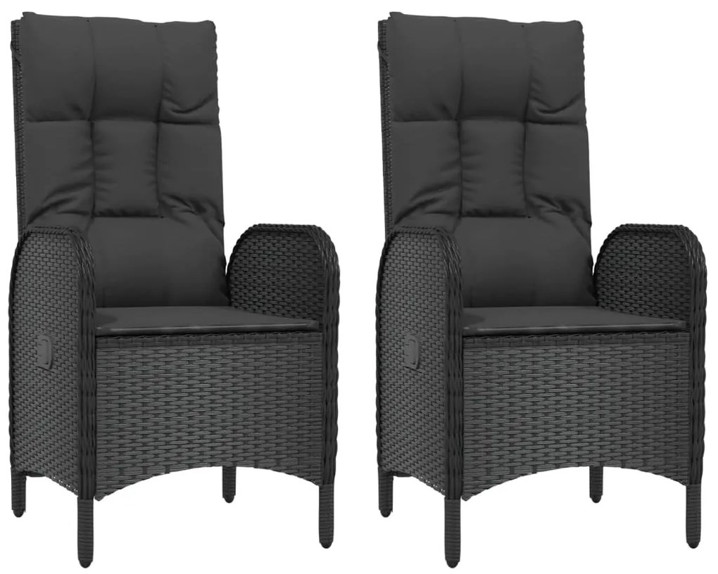 5 pcs conjunto de jantar p/ jardim c/ almofadões vime PE preto