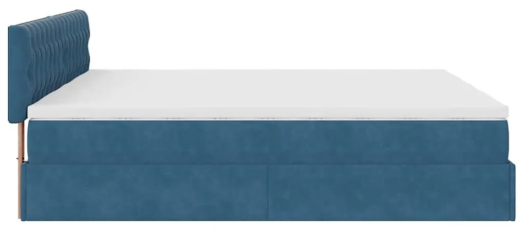 Estrutura cama otomana colchões 180x200 cm veludo azul escuro