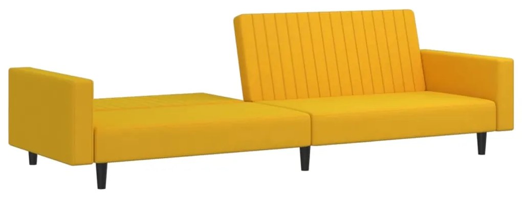 Sofá-cama de 2 lugares veludo amarelo