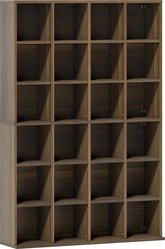 HOMCOM Móvel de arrumação multimédia 456 CD/ 336 DVD - estante em madeira com prateleiras ajustáveis, 89 x 130,5 cm, castanho | Aosom Portugal