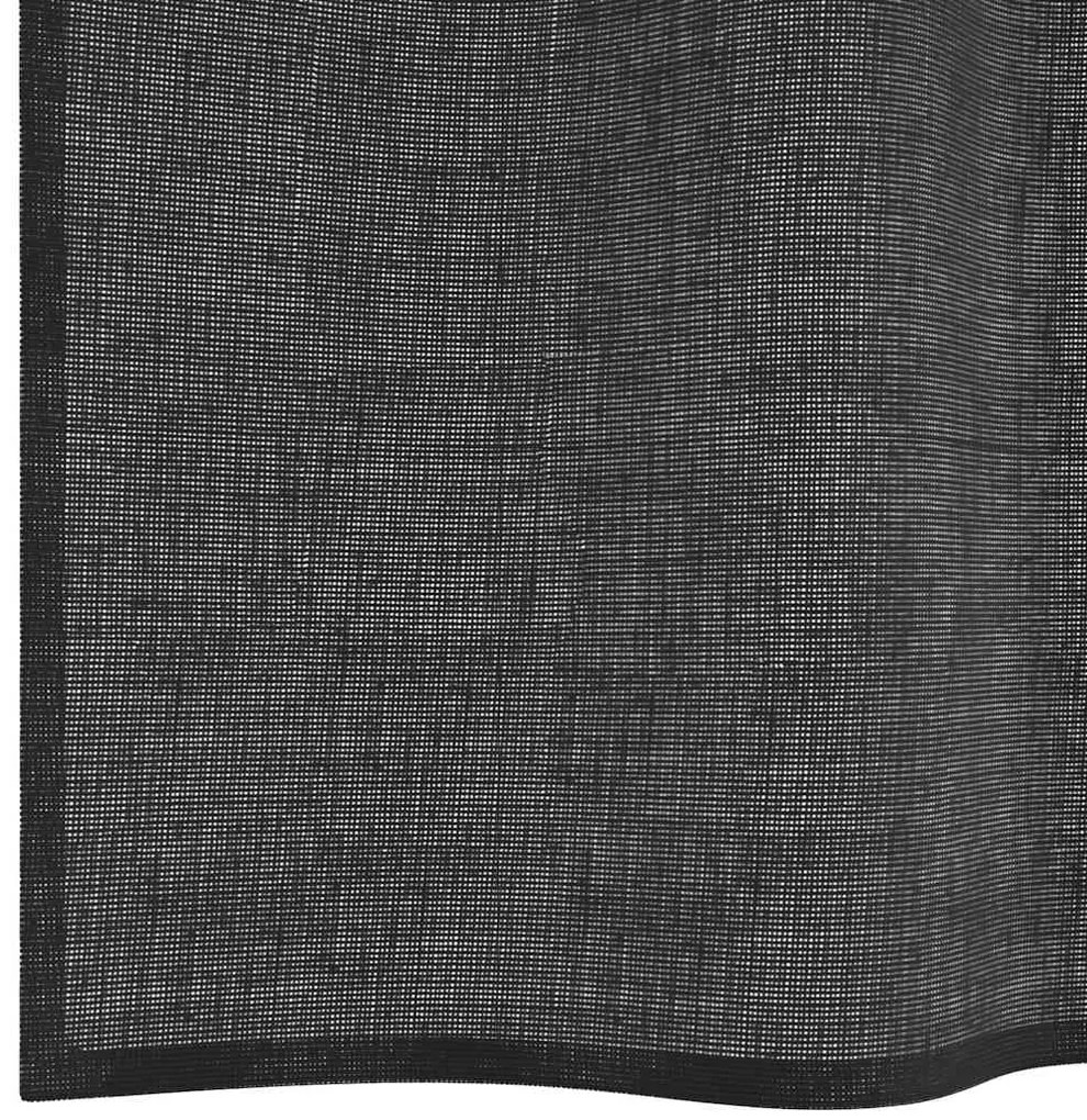 Cortinas de voile com aba 2 pcs preto