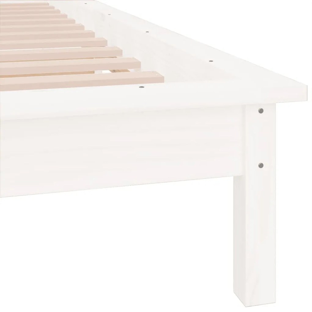 Estrutura de cama c/ luzes LEDs 100x200cm madeira maciça branco