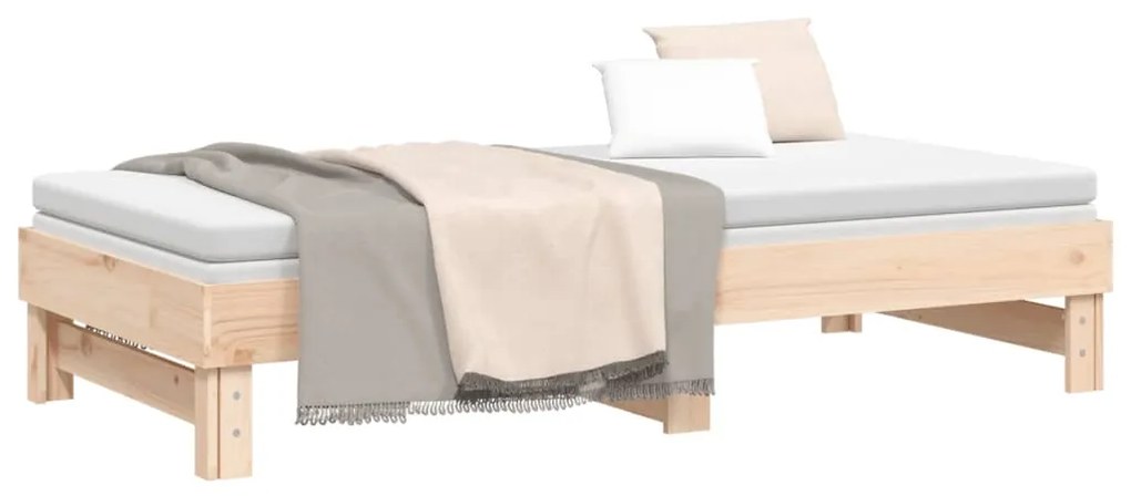 Estrutura sofá-cama de puxar 2x(90x190) cm pinho maciço