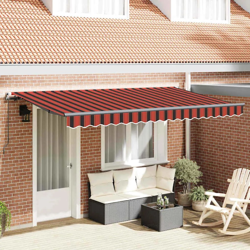vidaXL Toldo Retrátil Manual Amarelo e Laranja e Branco 3.5 x 2 m