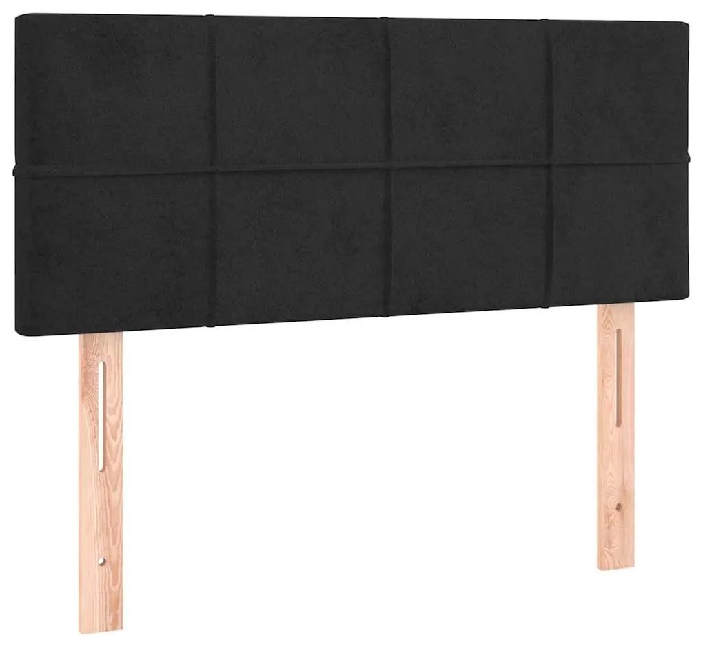 Cama box spring c/ colchão e LED 120x190 cm couro artif. preto