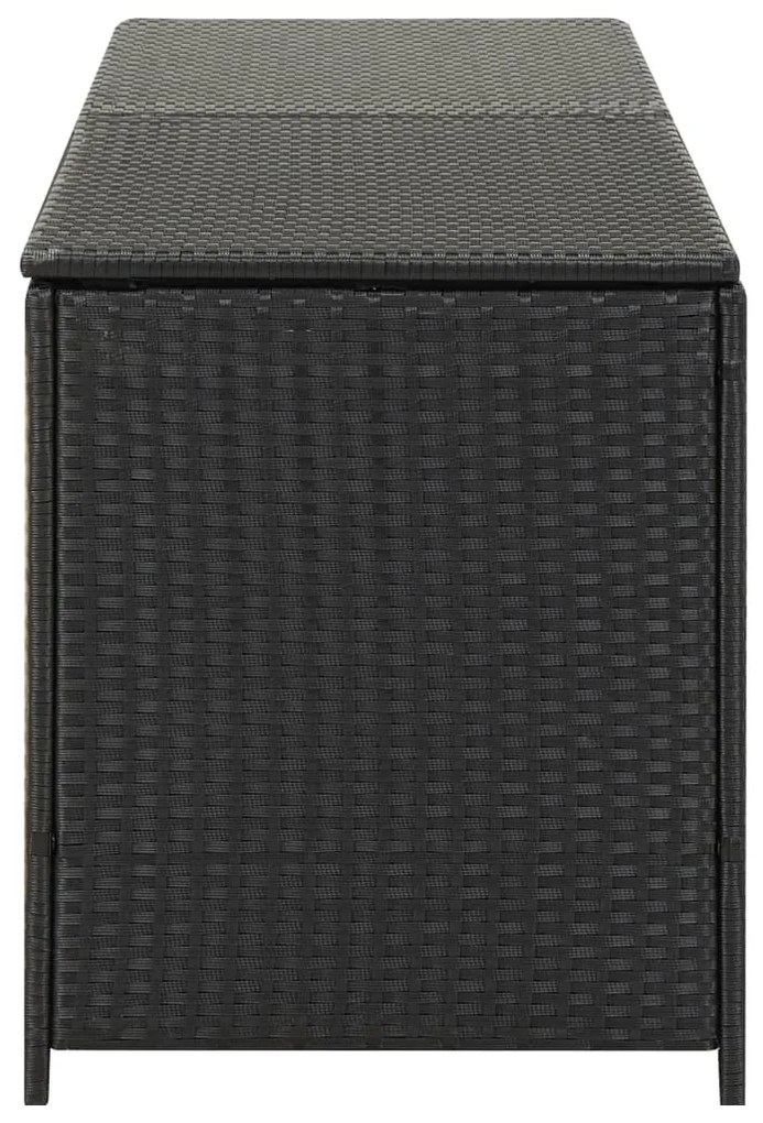 Caixa de arrumação para jardim 200x50x60 cm vime PE preto