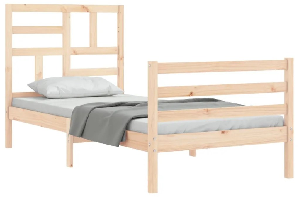 Estrutura cama de solteiro pequena c/ cabeceira madeira maciça