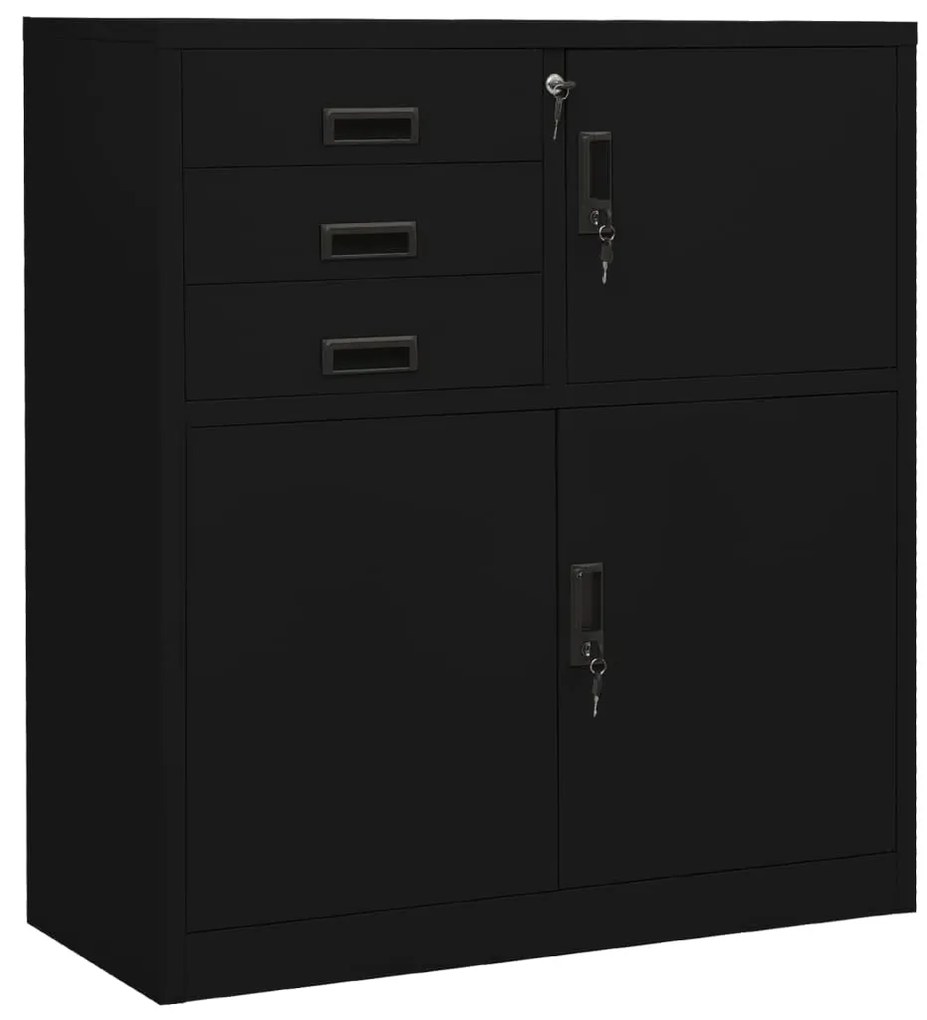 vidaXL Armário de escritório 90x40x102 cm aço preto