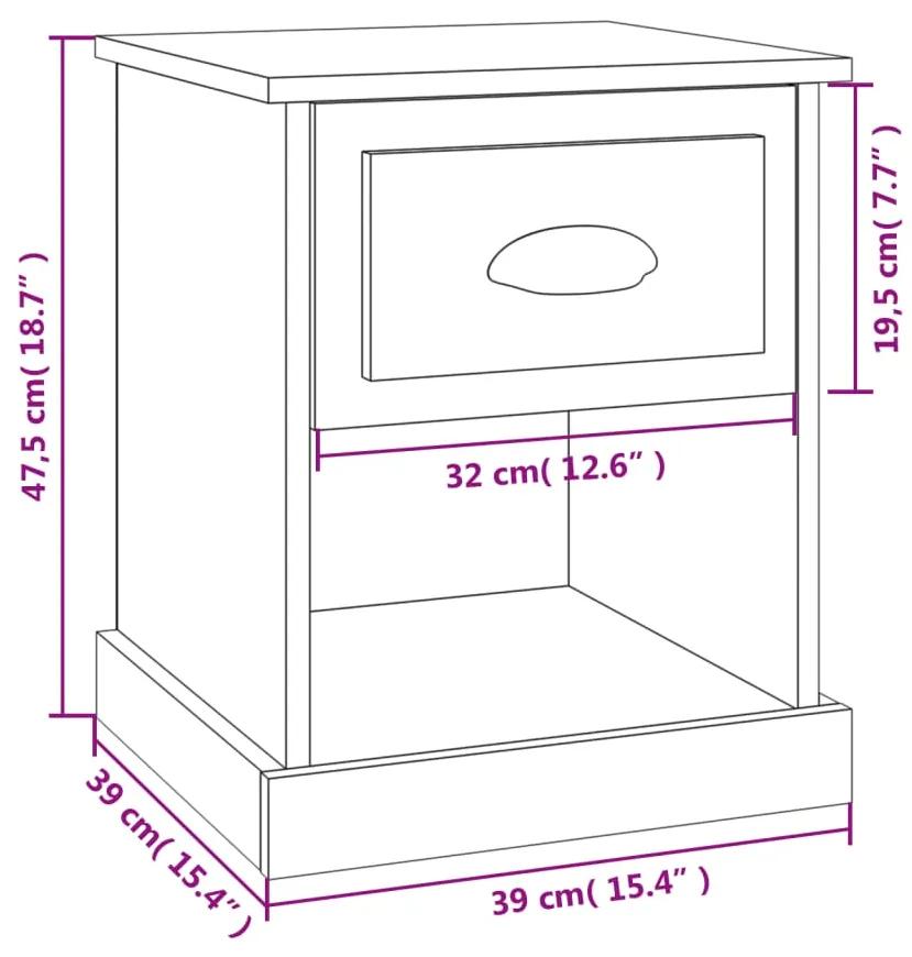 Mesa cabeceira 39x39x47,5 cm derivados madeira carvalho fumado