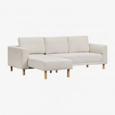 Sofá Chaise Longue De 3 Lugares Em Tecido Caspian Chenille Bege Creme - Sklum