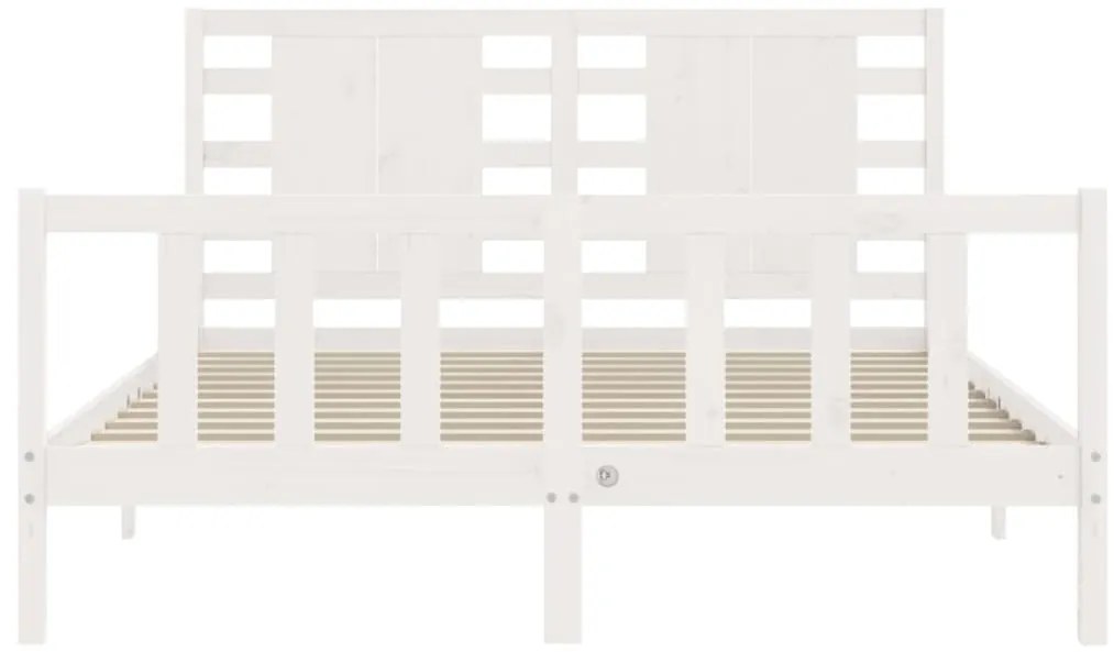 Estrutura de cama King Size com cabeceira madeira maciça branco