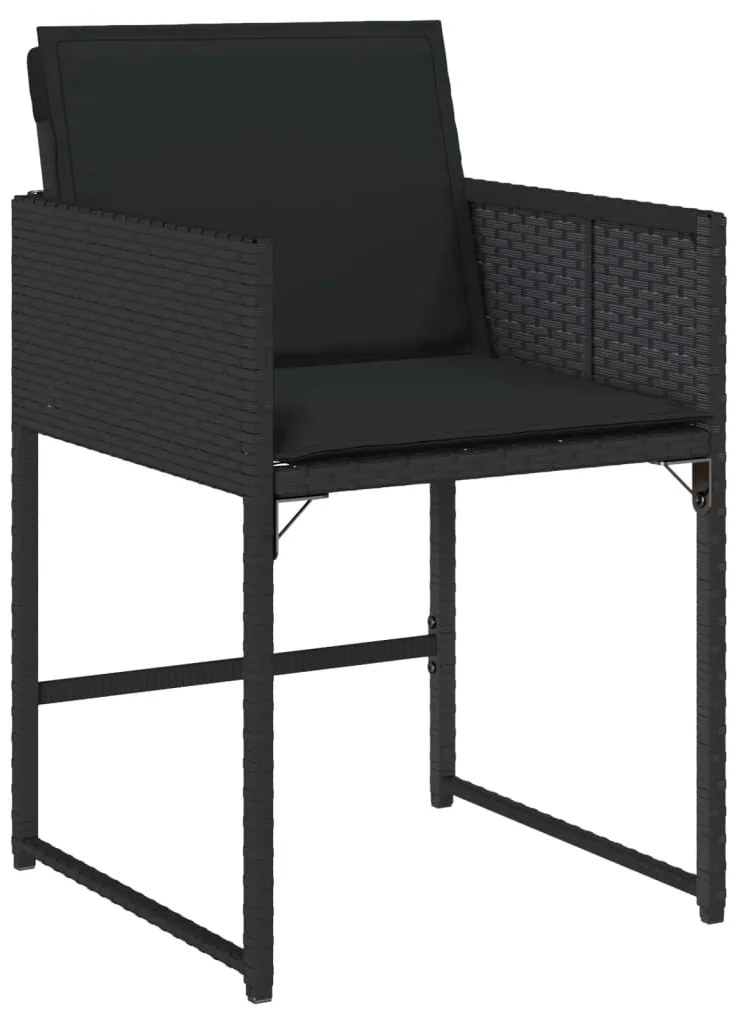 11 pcs conjunto de jantar p/ jardim c/ almofadões vime PE preto