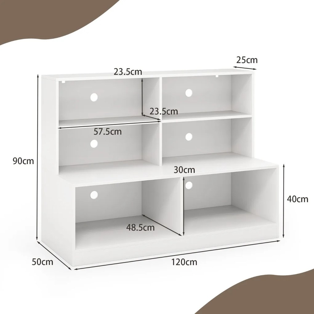 Combinação de banco e sapateira 2 em 1 com 6 cubos abertos antiderrapantes 120 x 50 x 90 cm Branco