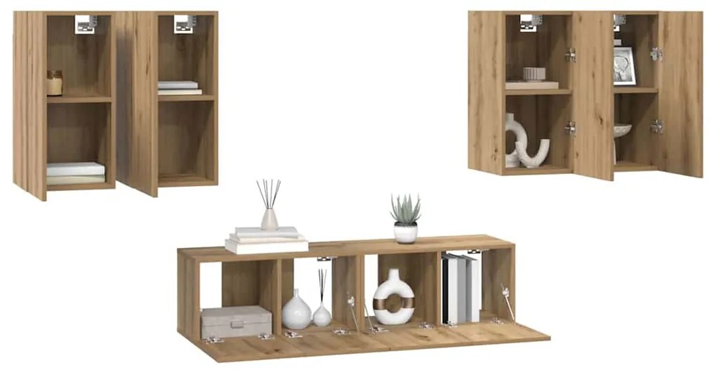 Conjunto de móvel de TV com prateleira 6 pcs carvalho artisiano