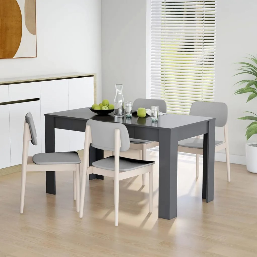vidaXL Mesa de jantar 140x74,5x76 cm contraplacado cinzento