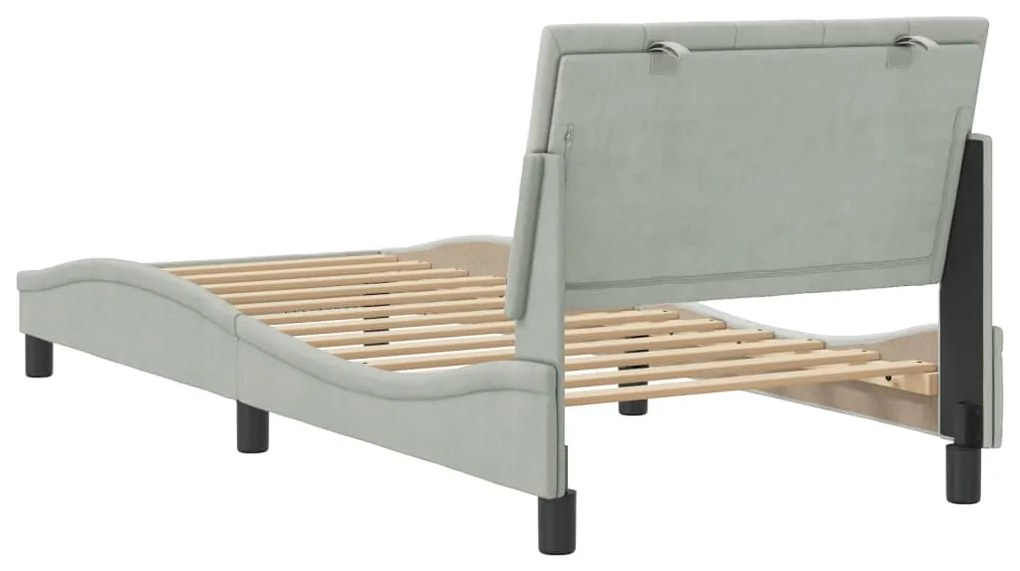Estrutura de cama sem colchão 90x200 cm veludo cinzento-claro