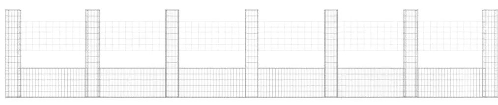 Cesto gabião em forma de U c/ 7 postes 740x20x150 cm ferro