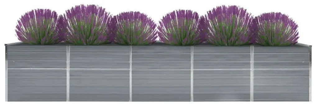 Canteiro elevado de jardim 400x80x77cm aço galvanizado cinzento