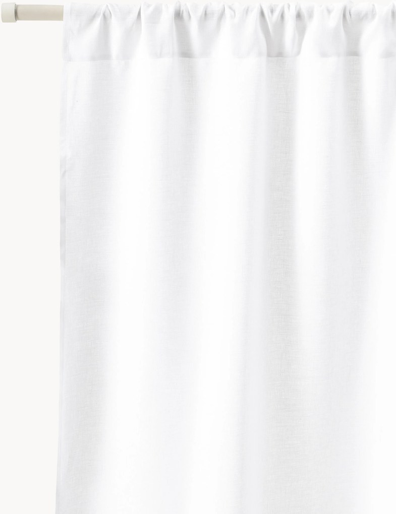 Cortinas de linho semitransparente com bolso para varão Shelly, conjunto de 2, L 140 cm
